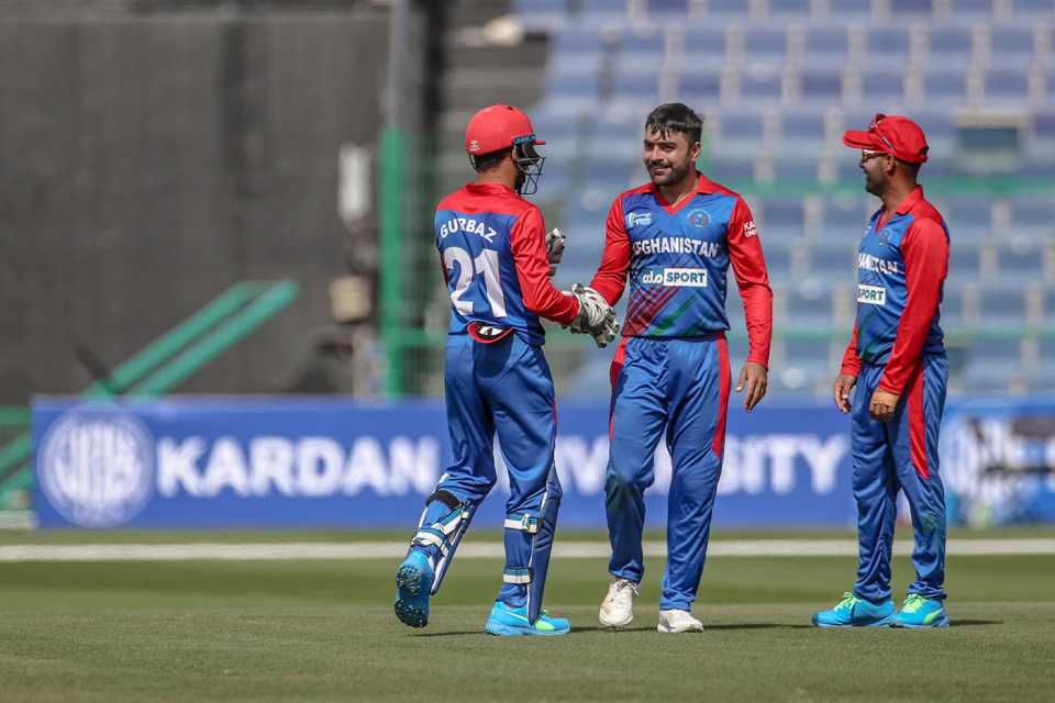 Rashid Khan celebrates a breakthrough
