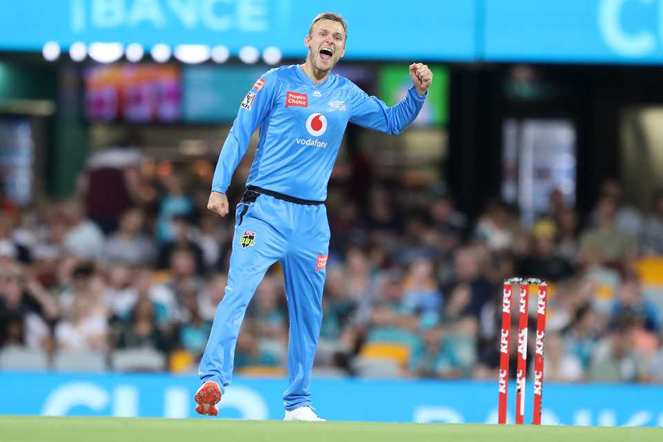 Danny Briggs celebrates a wicket