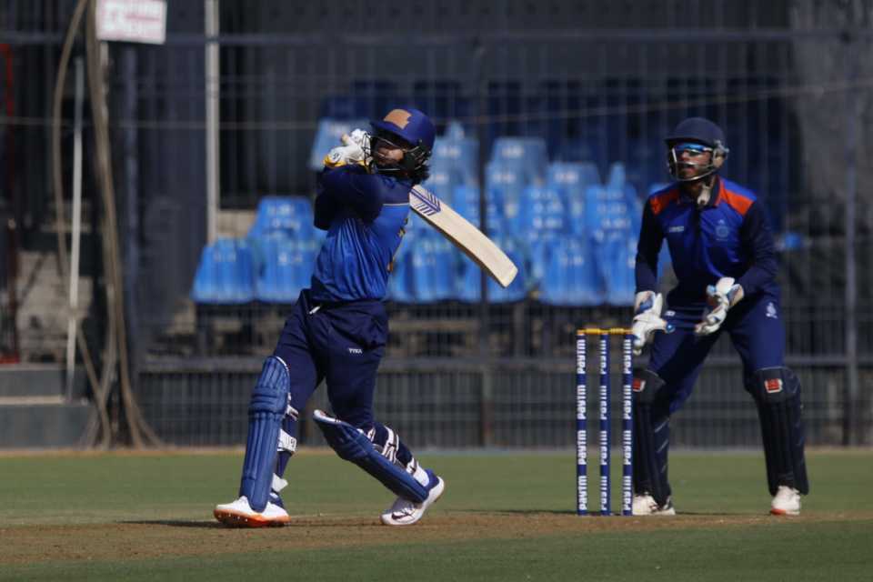 Ishan Kishan launches one on the leg side on his way to 173 off just 94 balls
