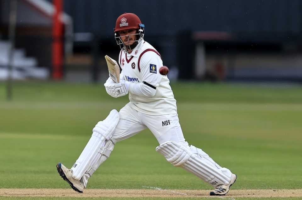 Ricardo Vasconcelos steers into the covers Northamptonshire vs Kent, County Championship, Wantage Road, April 9, 2021