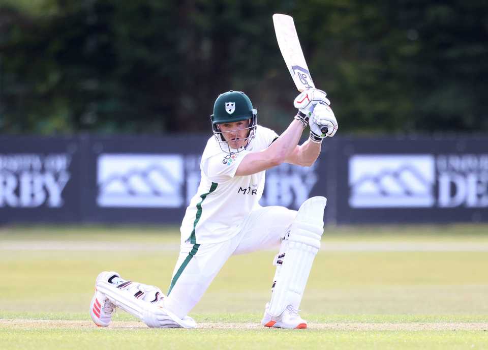 Ben Cox on the drive, LV= Insurance County Championship, Derbyshire vs Worcestershire, Incora County Ground, April 16, 2021