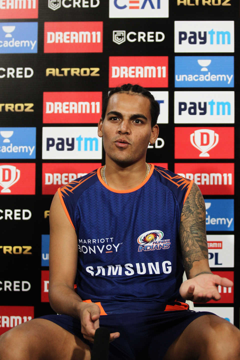 Rahul Chahar at the post-match press conference