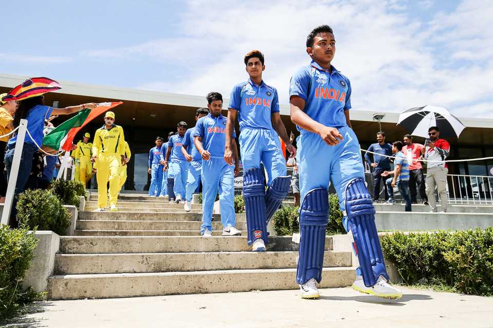 Prithvi Shaw leads India out