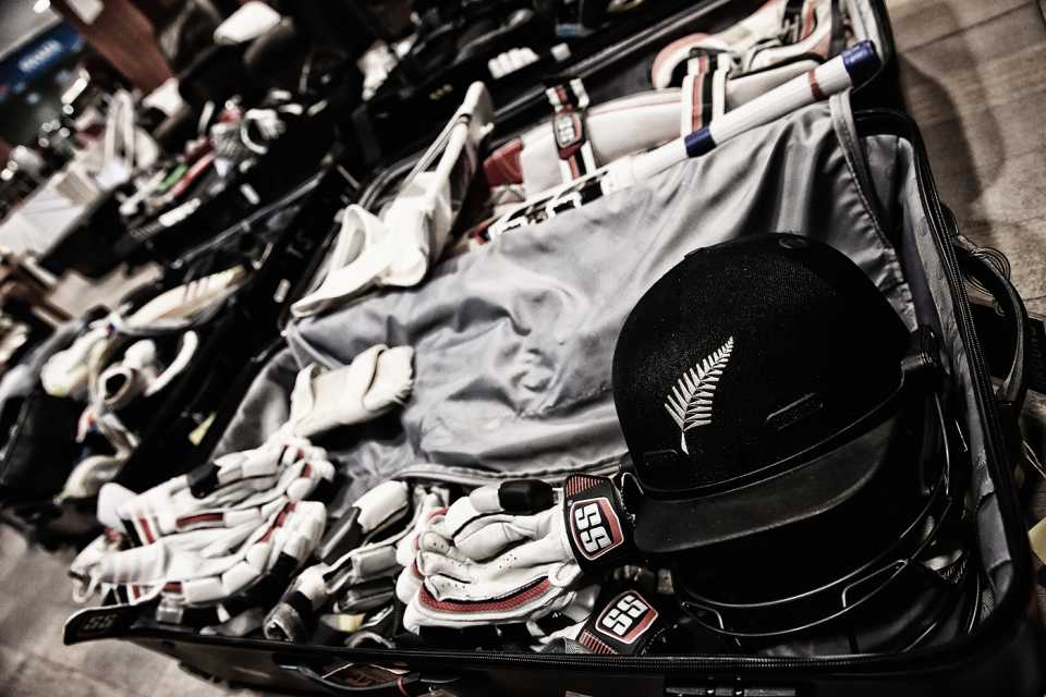 A view of the New Zealand helmet and kit in the dressing room