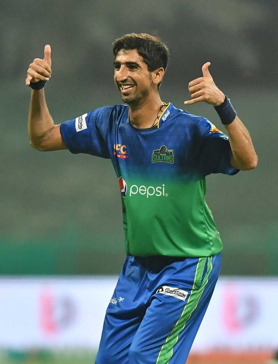 Shahnawaz Dhani celebrates one of his four wickets