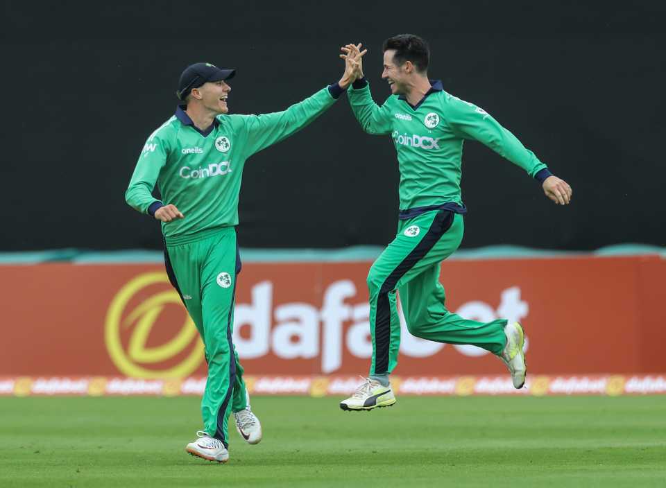Harry Tector and George Dockrell get together to celebrate, Ireland vs South Africa, Dublin, 2nd ODI, July 13, 2021