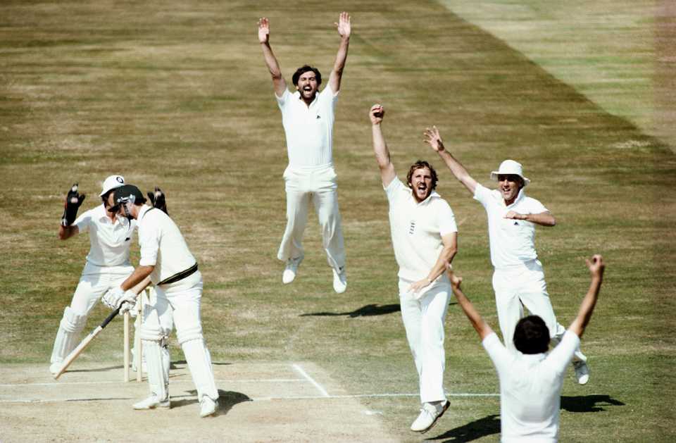 Ian Botham takes a catch off John Emburey's bowling to dismiss Graham Yallop, England v Australia, 4th Test, Edgbaston, 4th day, August 2, 1981