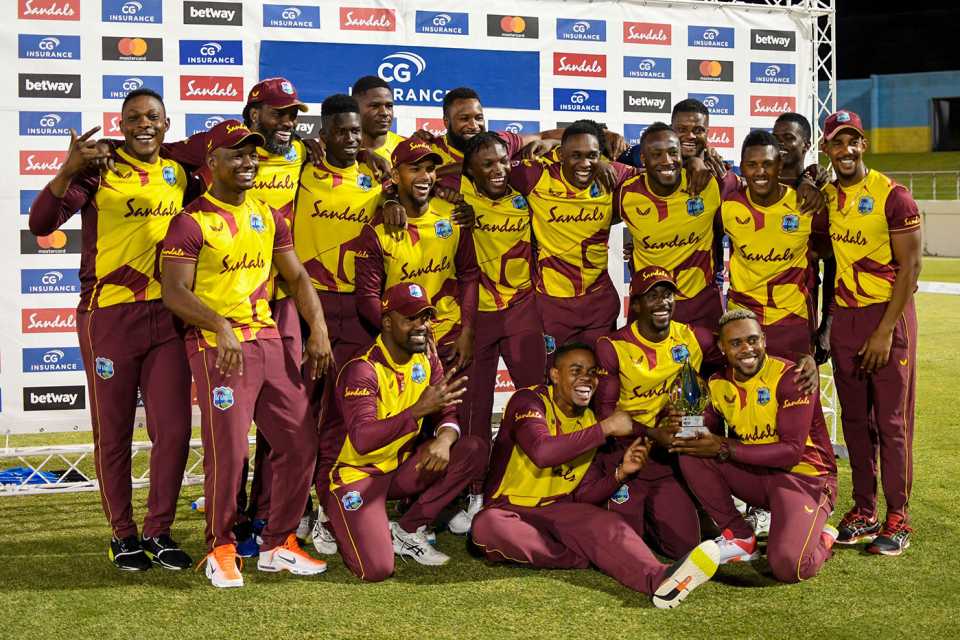 The West Indies squad after their series win, West Indies vs Australia, 5th T20I, St Lucia, July 16, 2021