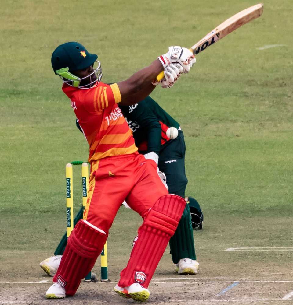 Regis Chakabva swings hard, Zimbabwe vs Bangladesh, 1st ODI, Harare, July 16, 2021