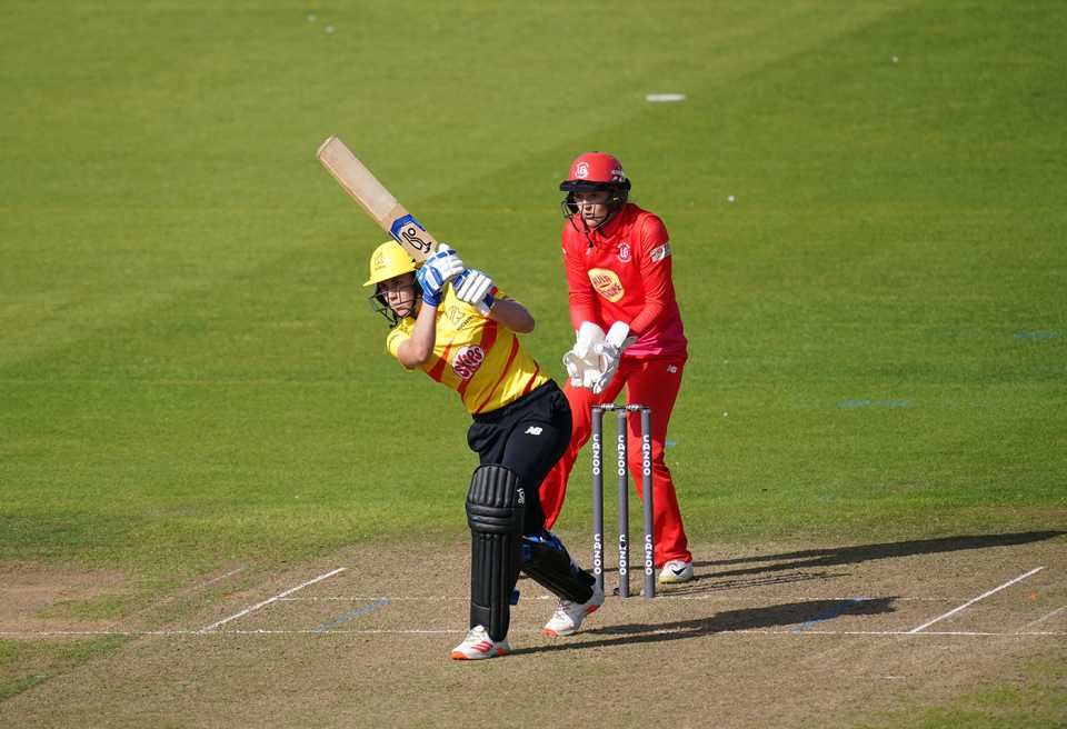Nat Sciver leans into a drive, Welsh Fire vs Trent Rockets, Women's Hundred, Cardiff, August 6, 2021
