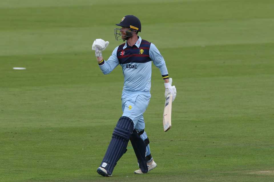 Graham Clark celebrates going to another hundred, Durham vs Hampshire, Royal London Cup, Chester-le-Street, August 12, 2021