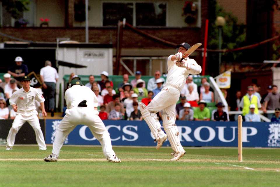 Mike Atherton pulls a delivery from Allan Donald, England v South Africa, 4th Test,  5th day, Trent Bridge, July 27, 1998