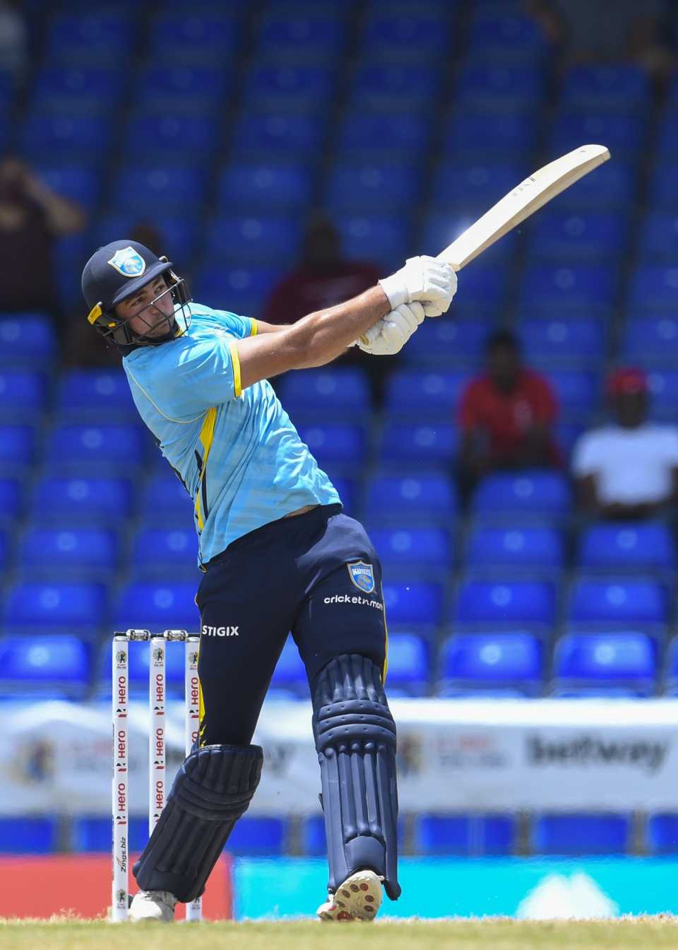 Tim David launches one for six, St Lucia Kings vs Trinbago Knight Riders, CPL 2021, Basseterre, August 29, 2021

