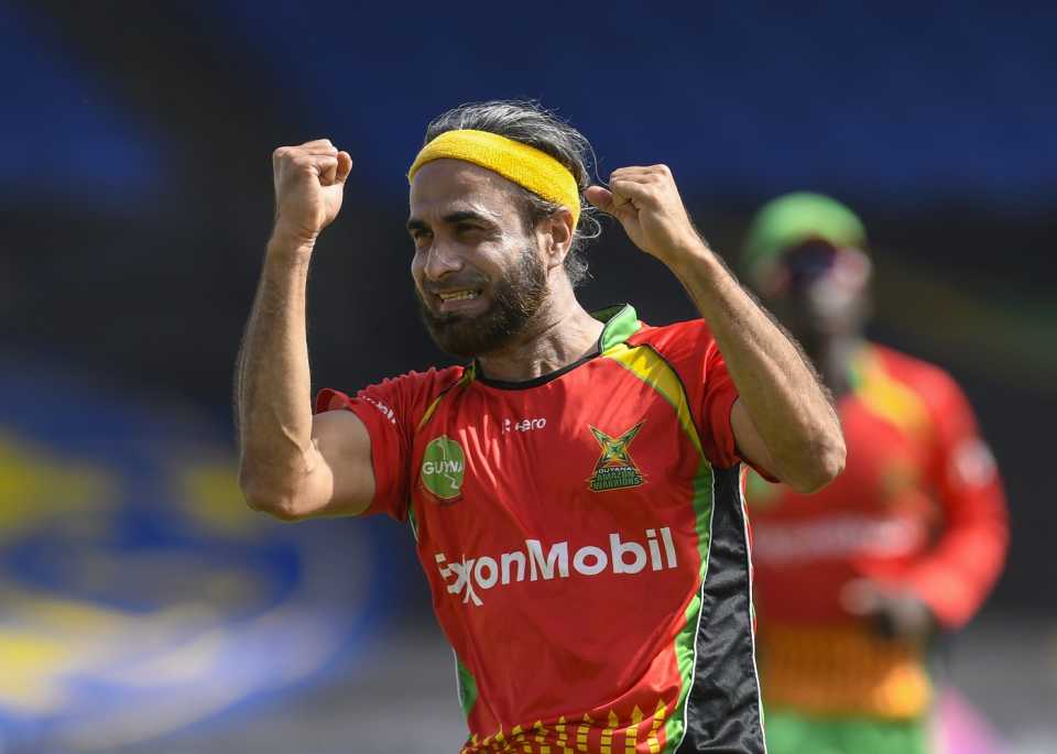 Imran Tahir celebrates a wicket, Barbados Royals vs Guyana Amazon Warriors, CPL 2021, St Kitts, September 4, 2021