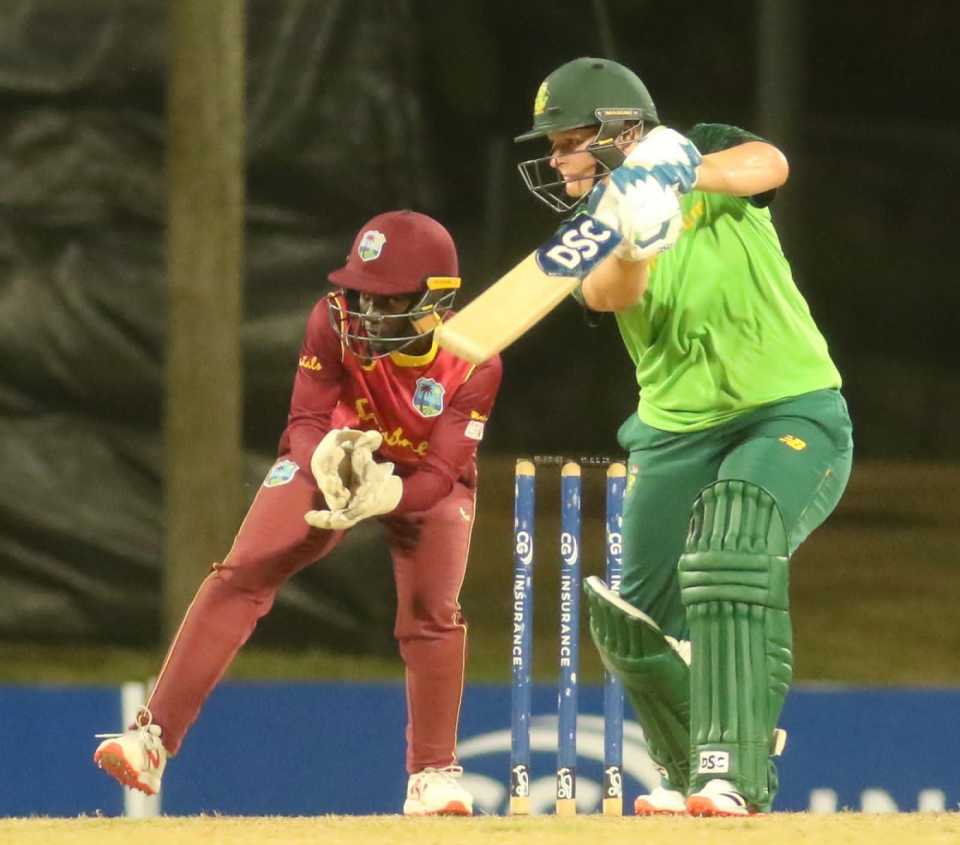 Lizelle Lee plays a cut shot en route to her unbeaten 91, West Indies vs South Africa, 1st women's ODI, Coolidge, September 7, 2021