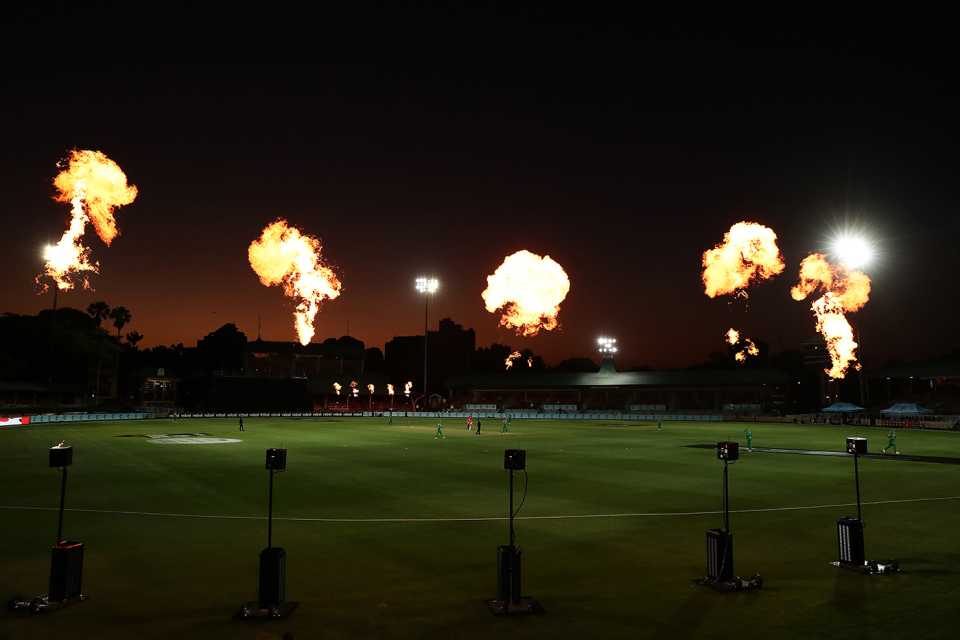 Pyro fires following a boundary during the WBBL game