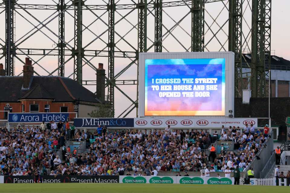 Karaoke on the giant screen, Surrey vs Kent, South Group, T20 Blast, The Oval, June 19, 2015