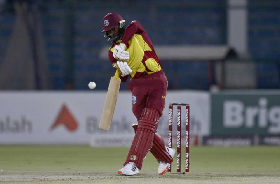 Shamarh Brooks in action, Pakistan vs West Indies, 3rd T20I, Karachi, December 16, 2021