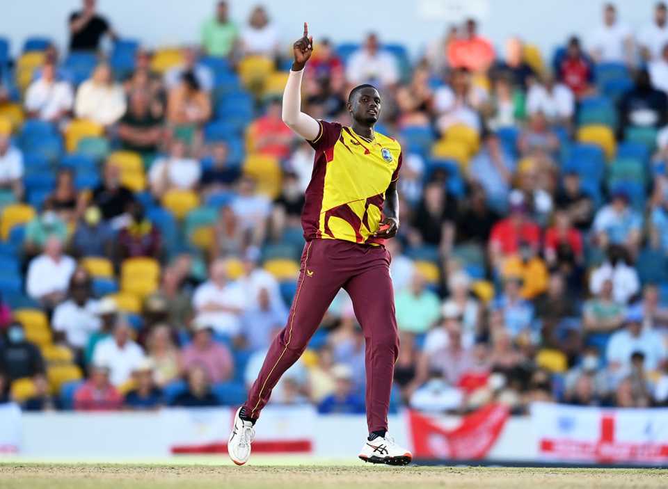 Jason Holder returned career-best figures, West Indies vs England, 1st T20I, Kensington Oval, Barbados, January 22, 2022