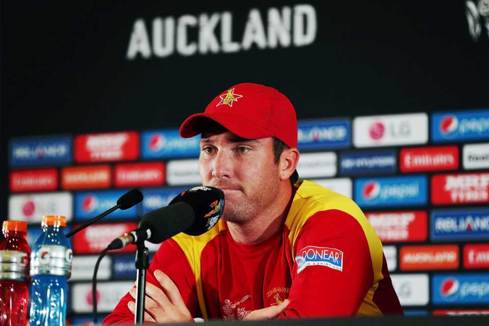 Brendan Taylor addresses the media after Zimbabwe's loss to India