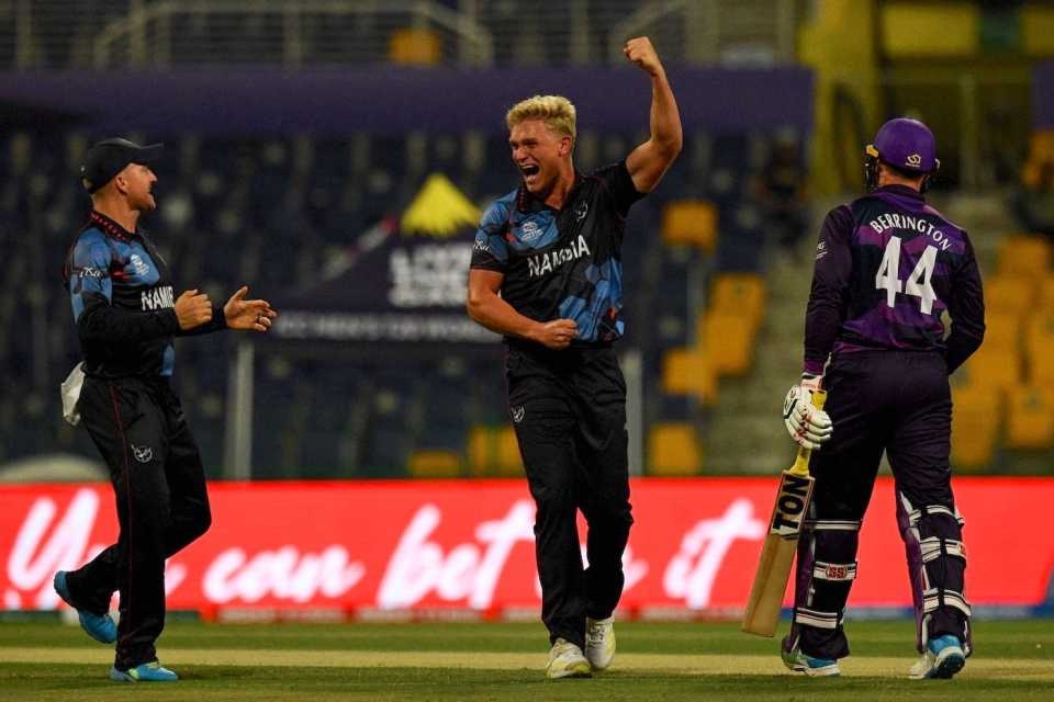 Ruben Trumpelmann gutted Scotland with three wickets in his first over