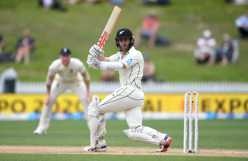 Kane Williamson plays a shot, New Zealand v England, 5th day, 2nd Test, Hamilton, December 03, 2019