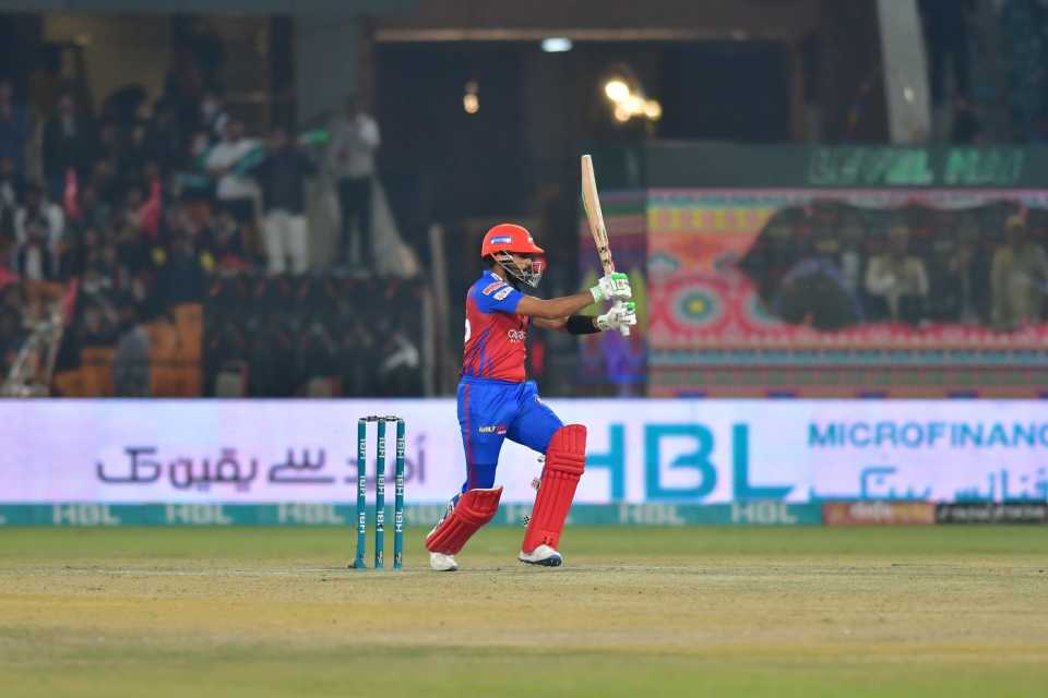 Babar Azam hits one through the on side, Lahore Qalandars vs Karachi Kings, PSL 2022, Lahore, Feb 18, 2022