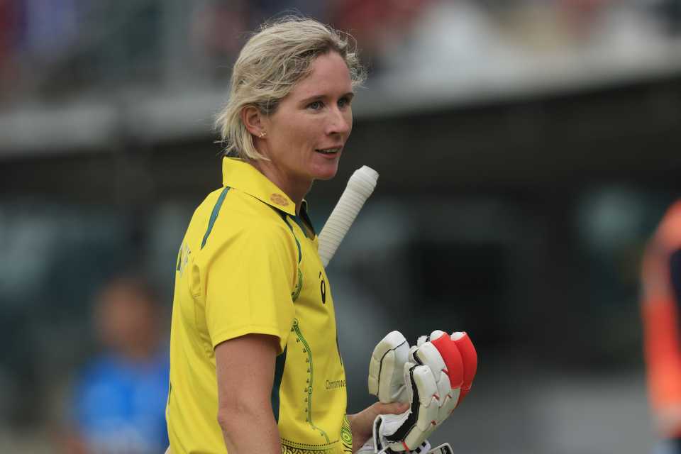 Beth Mooney at the end of her innings, Australia vs England, 1st ODI, Women's Ashes, Canberra, February 3, 2022