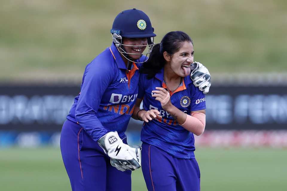 Renuka Singh Thakur celebrates a wicket