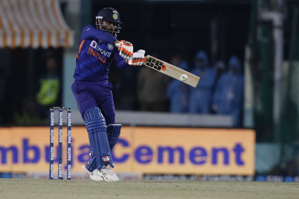 Ravindra Jadeja plays the pull, India vs Sri Lanka, 3rd T20I, Dharamsala, February 27, 2022