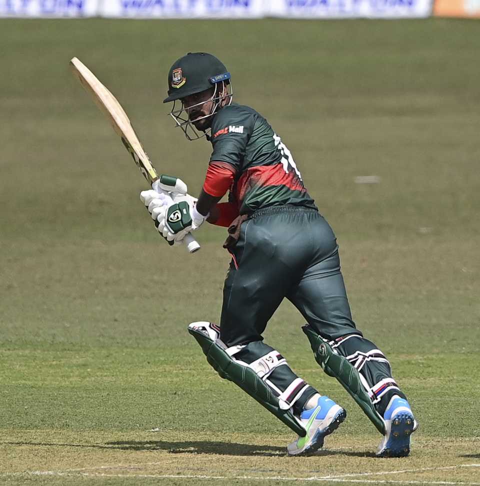 Litton Das plays towards midwicket on the way to his century, Bangladesh vs Afghanistan, 2nd ODI, Chattogram, February 25, 2022