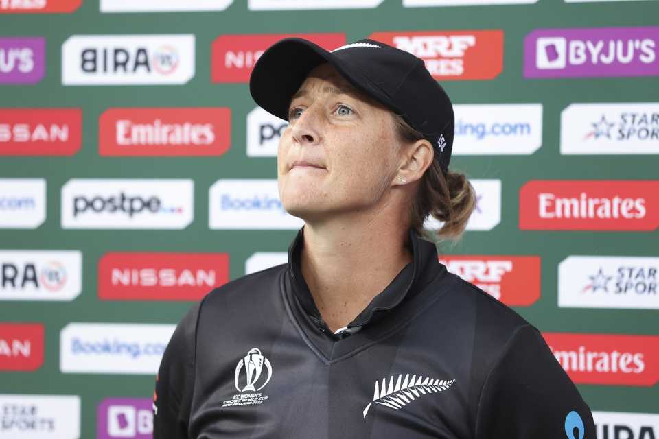 Sophie Devine at the post-match presentation, New Zealand vs England, Women's World Cup 2022, Auckland, March 20, 2022
