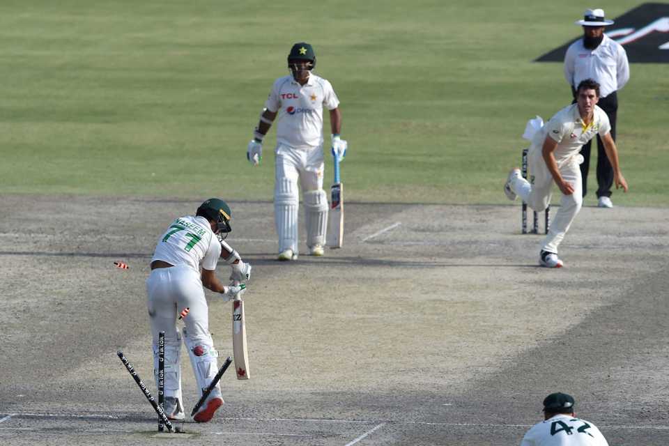 Naseem Shah was the final wicket of the series, Pakistan vs Australia, 3rd Test, Lahore, 5th day, March 25, 2022