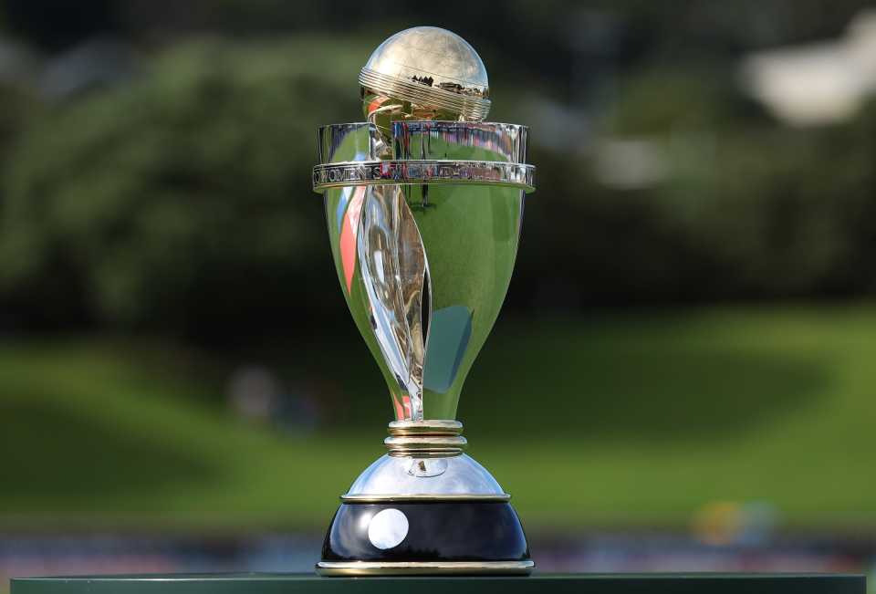 The Women's World Cup trophy on display, South Africa vs Australia, Women's World Cup 2022, Wellington, March 22, 2022