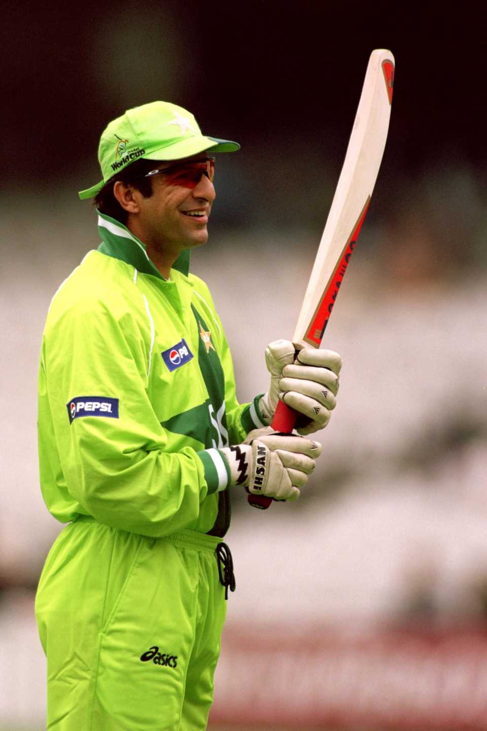 Wasim Akram at training ahead of a World Cup match against Zimbabwe
