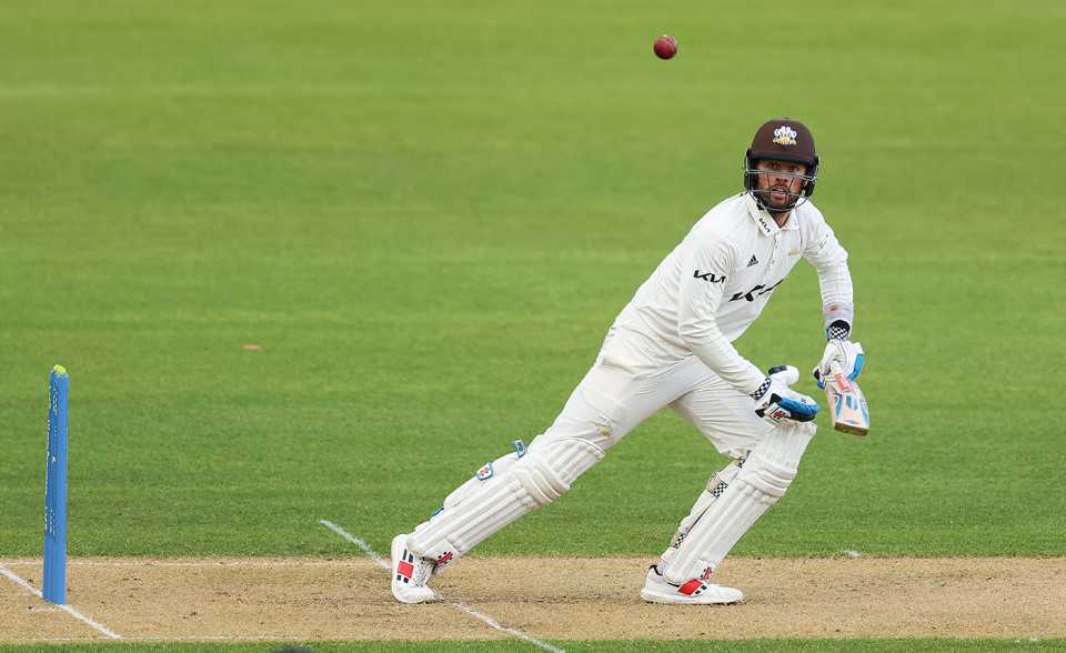Ben Foakes dabs into the off side, Warwickshire vs Surrey, LV= Insurance Championship, Division One, Edgbaston, April 7, 2022