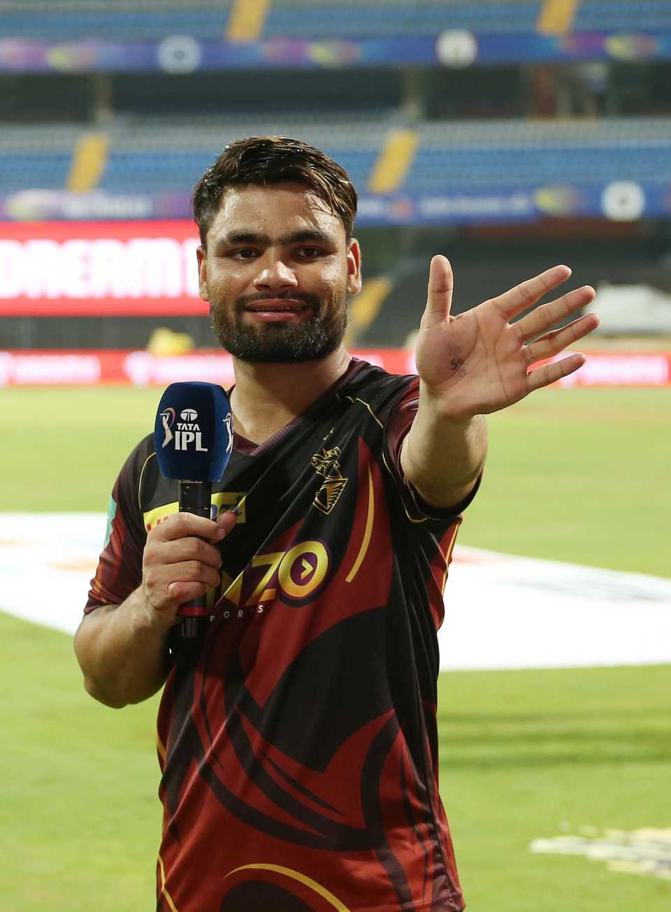 Rinku Singh at the post-match show after his unbeaten innings took KKR home
