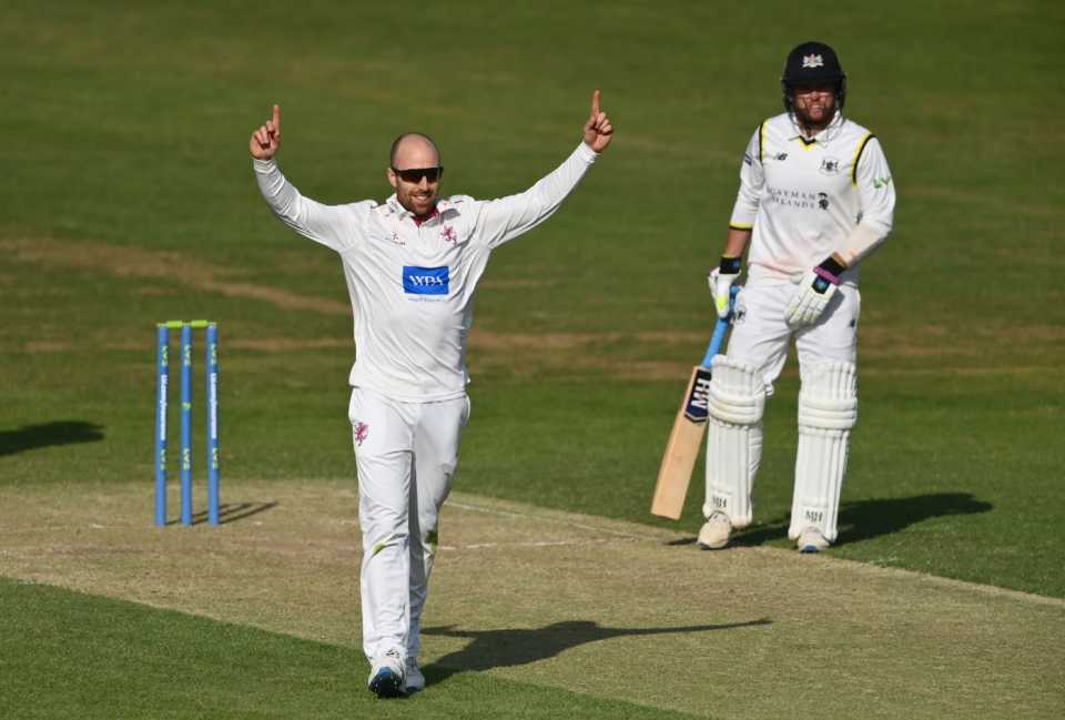Jack Leach claimed a five-for, LV= Insurance County Championship, Division One, Gloucestershire vs Somerset, 2nd day, Bristol, May 13, 2022