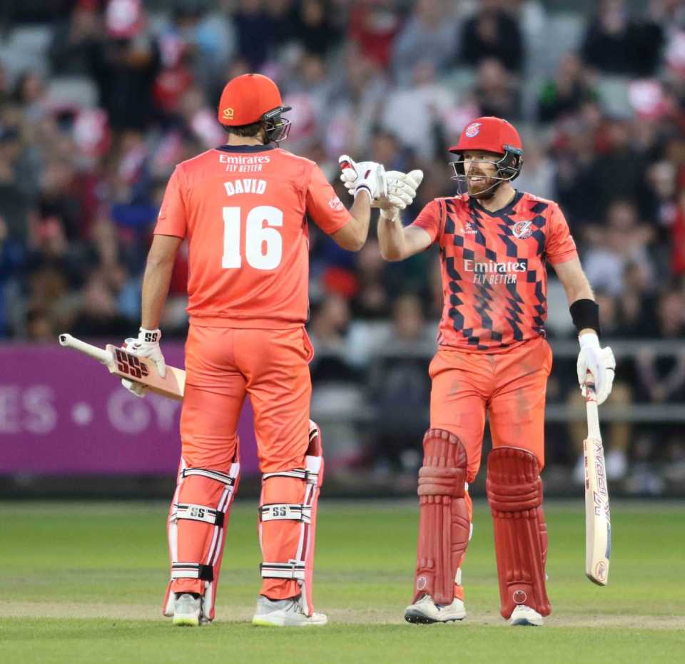 Tim David's onslaught set Lancashire up for a tense final-over victory, Lancashire vs Northants, Old Trafford, June 3, 2022