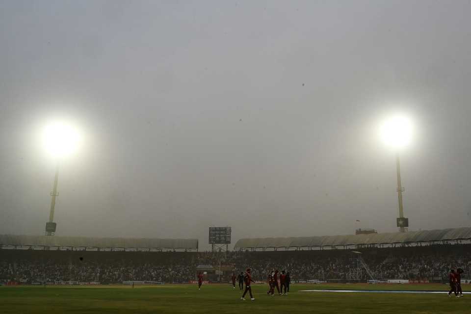 The Multan Cricket Stadium is engulfed by a dust storm