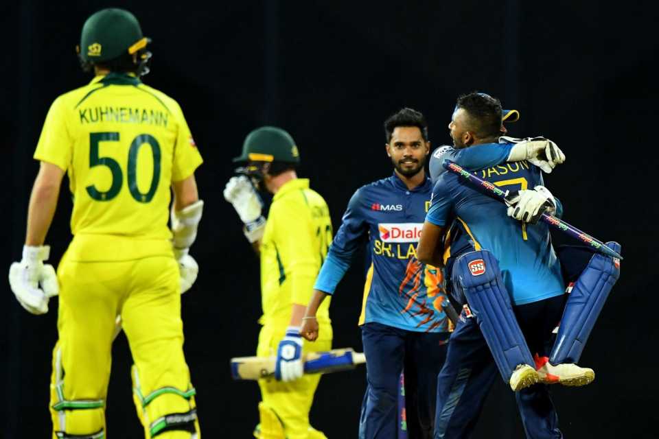 Sri Lanka celebrate after clinching victory