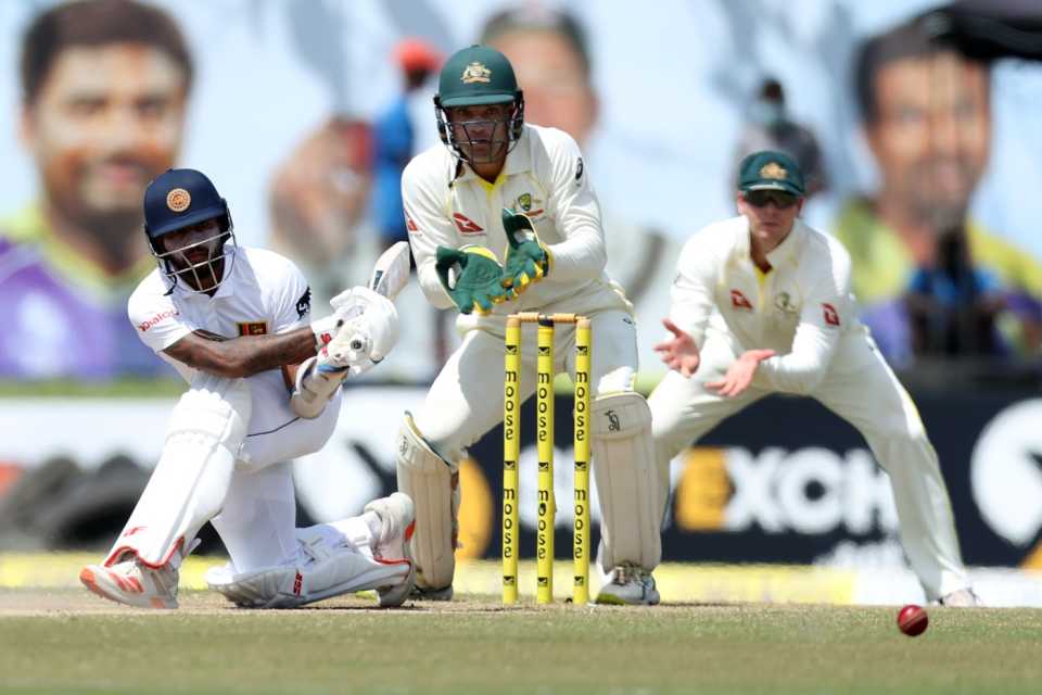 Kusal Mendis sweeps, Sri Lanka vs Australia, 1st Test, Galle, 3rd day, July 1, 2022