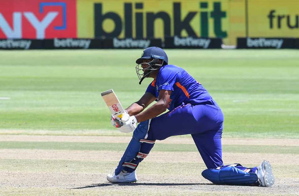 R Ashwin gets down for a sweep, South Africa vs India, 2nd ODI, Paarl, January 21, 2022