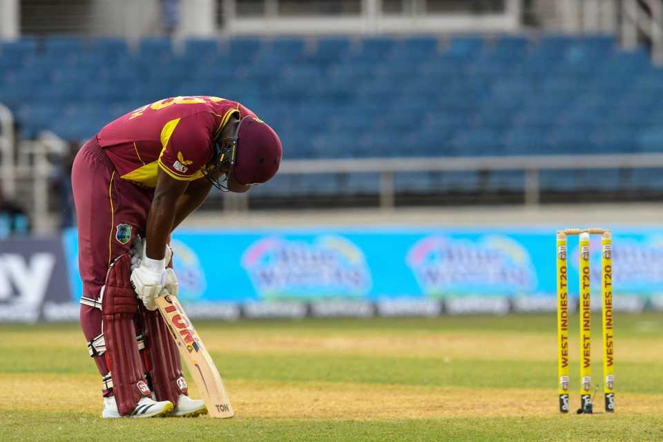 The West Indies batting crumbled, and Odean Smith couldn't hide his disappointment
