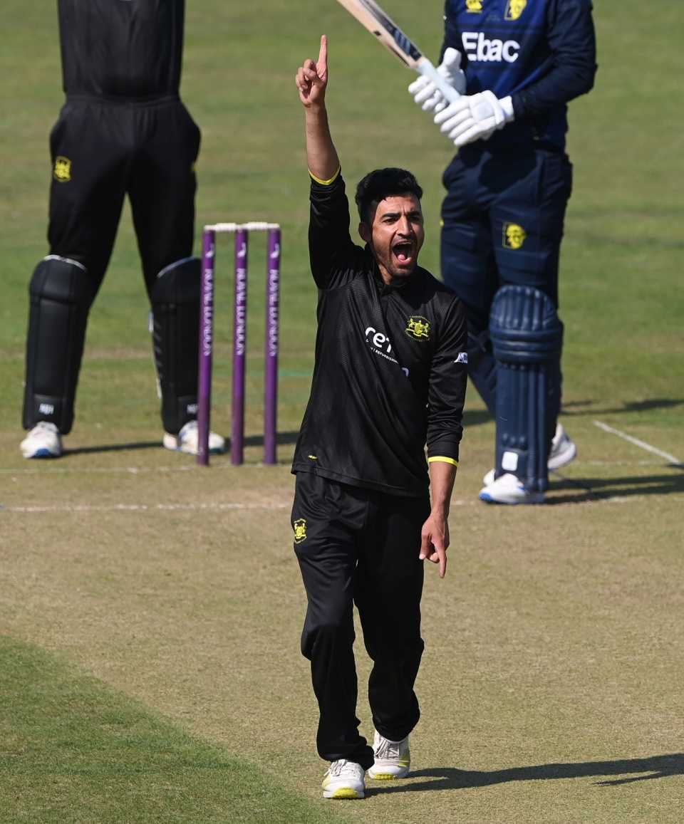 Zafar Gohar appeals for another Gloucestershire wicket, Royal London Cup, Durham v Gloucestershire, Chester-le-Street, August 12, 2022