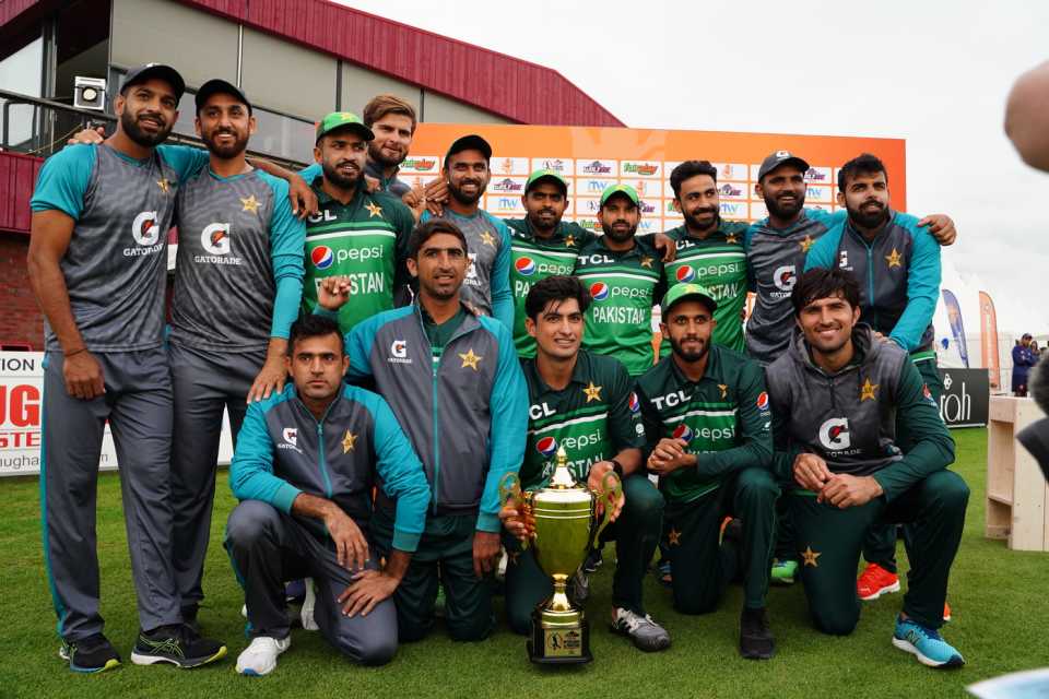 Pakistan with the series trophy after clean sweeping Netherlands 3-0, Netherlands vs Pakistan, 3rd ODI, Rotterdam, August 21, 2022