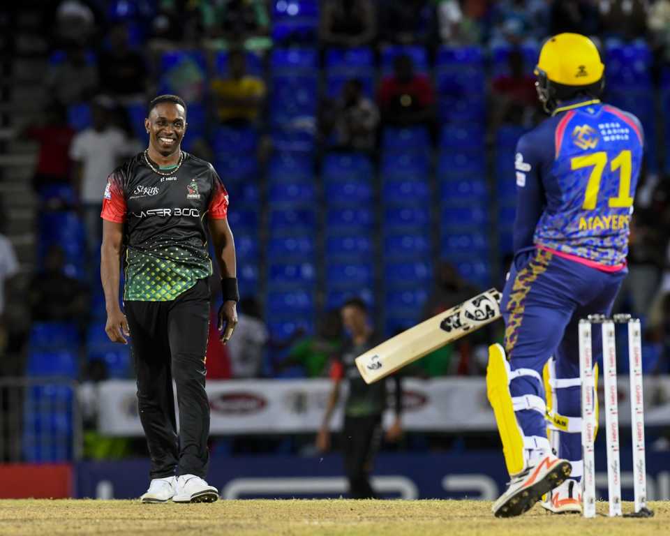 Dwayne Bravo returned two wickets, including that of Kyle Mayers, Barbados Royals vs St Kitts and Nevis Patriots, CPL 2022, Basseterre, September 1, 2022