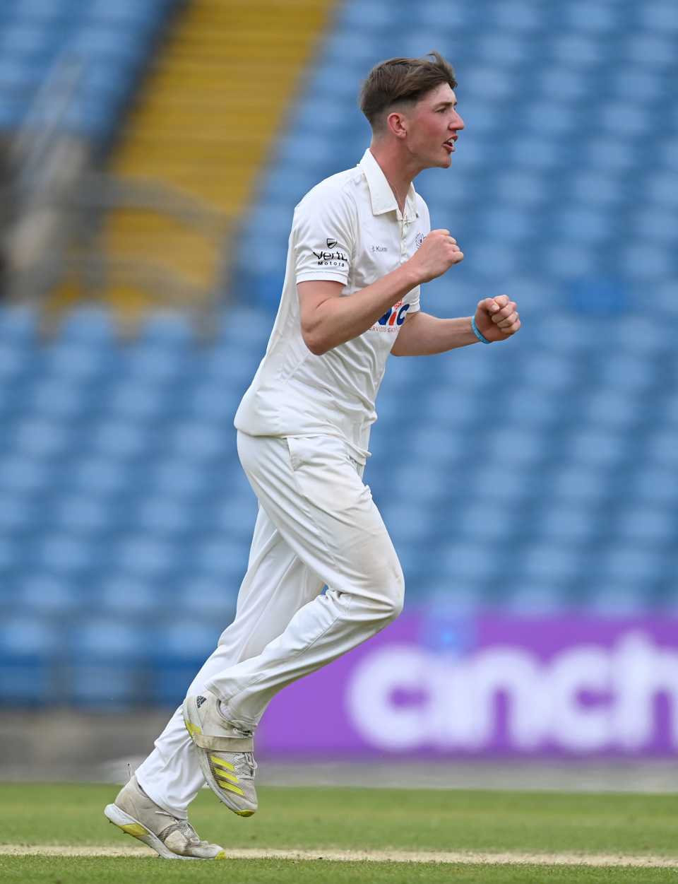 George Hill celebrates success with the ball, Kent vs Yorkshire, LV= County Championship, Headingley, May 1, 2022
