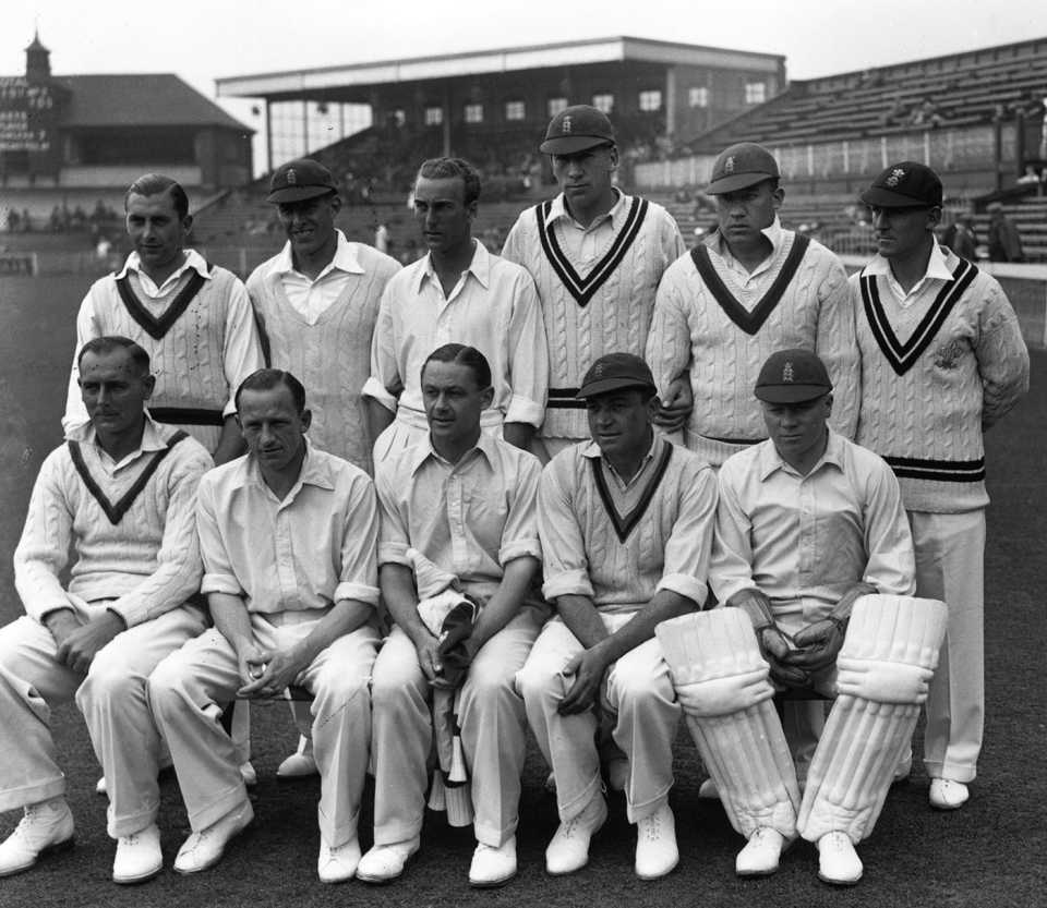 The England XI vs India in the second Test at Old Trafford, 1936