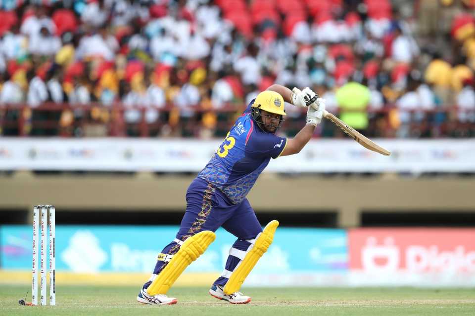 Azam Khan steers one through the off side, Barbados Royals vs St Kitts and Nevis Patriots, Providence, CPL 2022, September 21, 2022